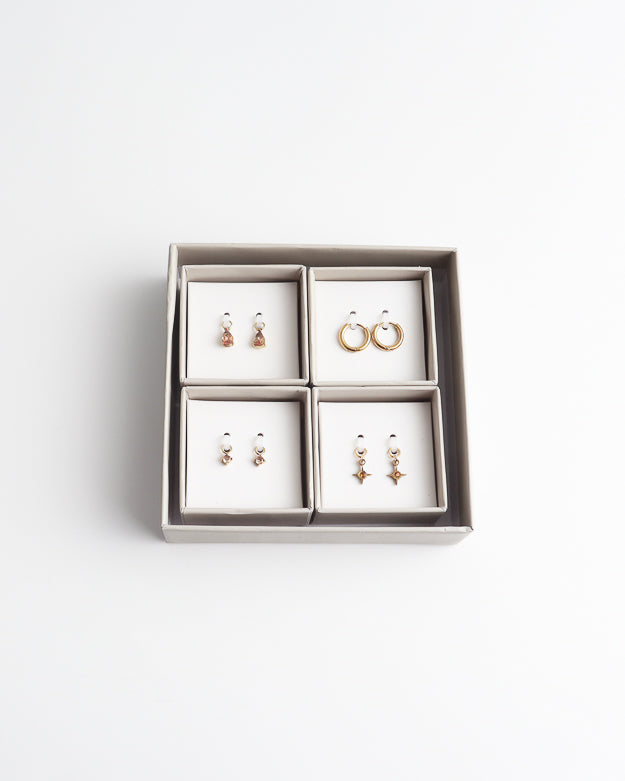 Birthstonebox - Pendientes – Set – Acero inoxidable