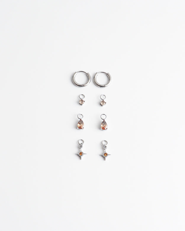 Birthstonebox - Pendientes – Set – Acero inoxidable