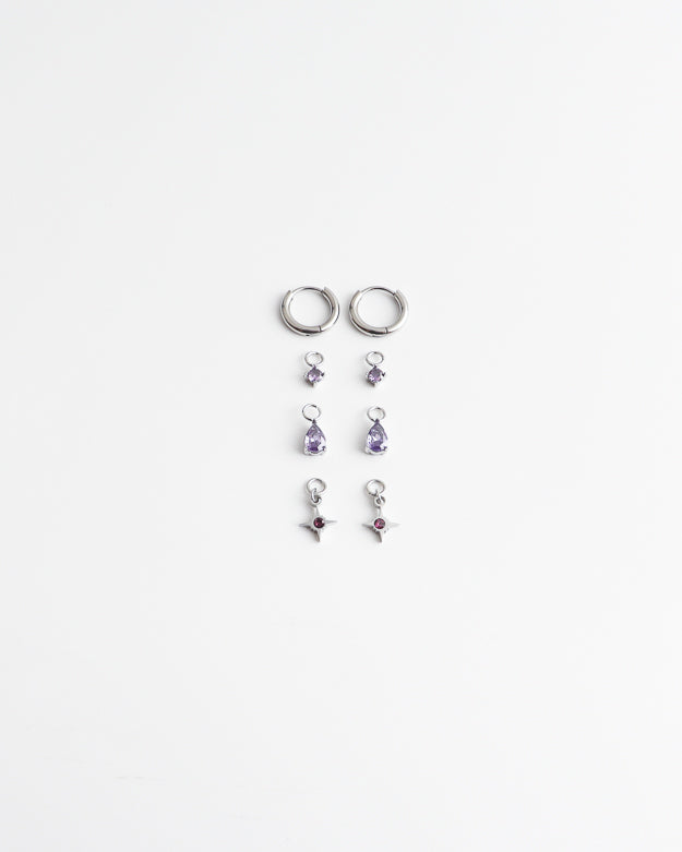 Birthstonebox - Pendientes – Set – Acero inoxidable