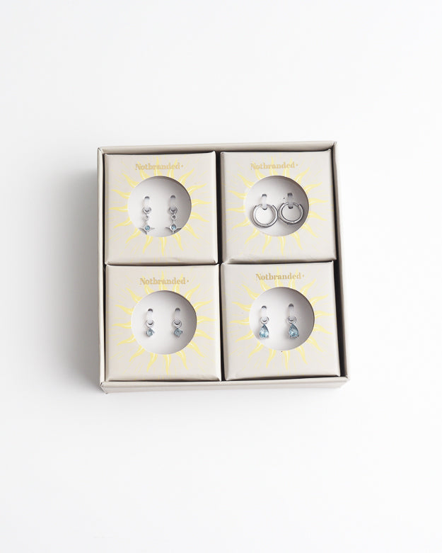 Birthstonebox - Pendientes – Set – Acero inoxidable