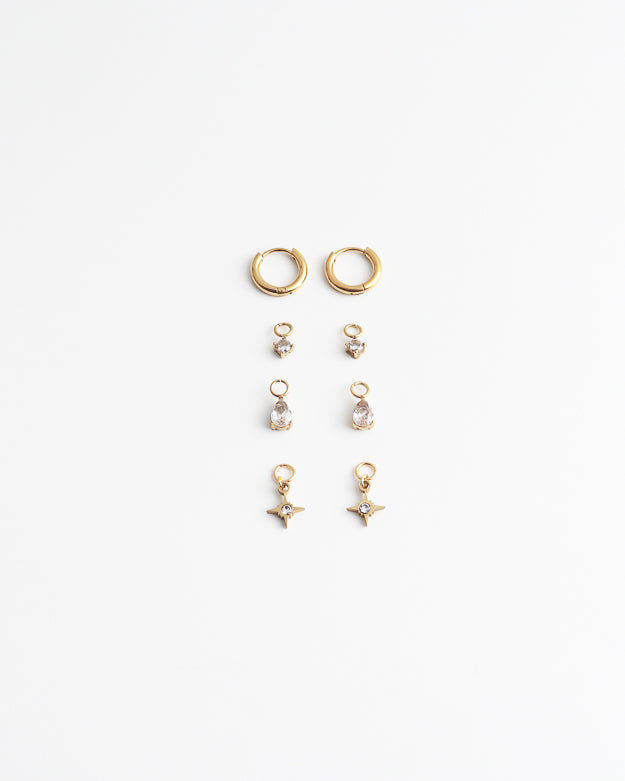 Birthstonebox - Pendientes – Set – Acero inoxidable