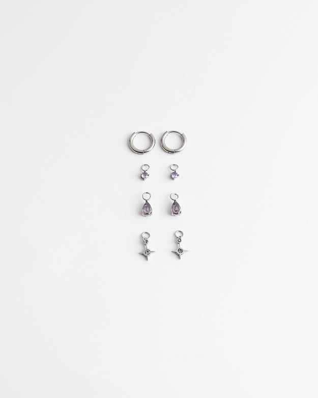 Birthstonebox - Pendientes – Set – Acero inoxidable