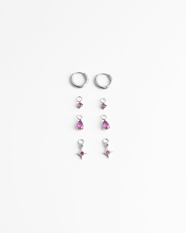 Birthstonebox - Pendientes – Set – Acero inoxidable