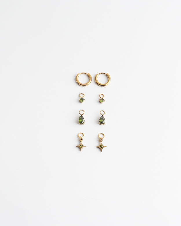 Birthstonebox - Pendientes – Set – Acero inoxidable