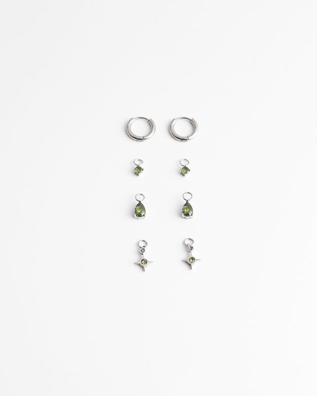 Birthstonebox - Pendientes – Set – Acero inoxidable