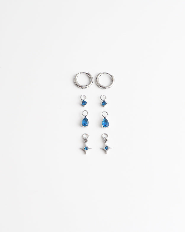 Birthstonebox - Pendientes – Set – Acero inoxidable
