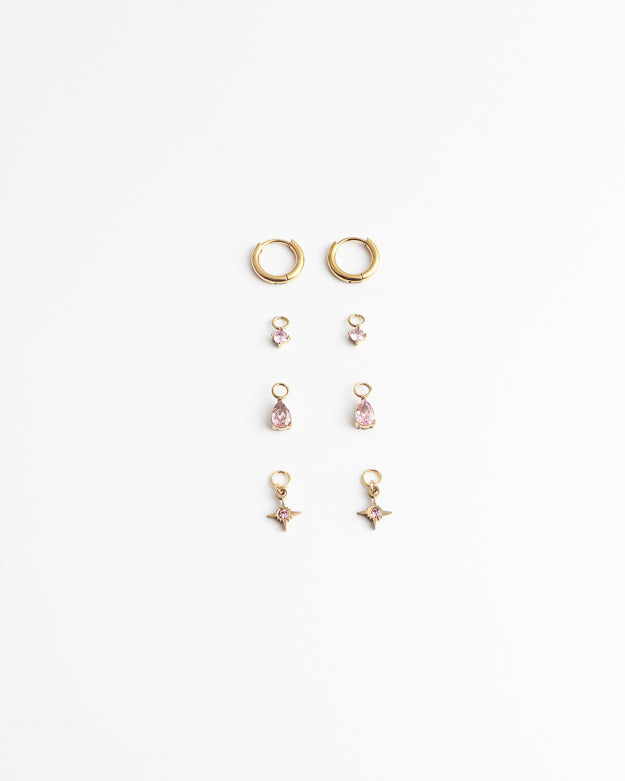 Birthstonebox - Pendientes – Set – Acero inoxidable