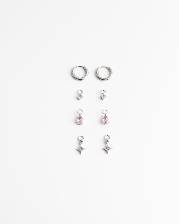 Birthstonebox - Pendientes – Set – Acero inoxidable