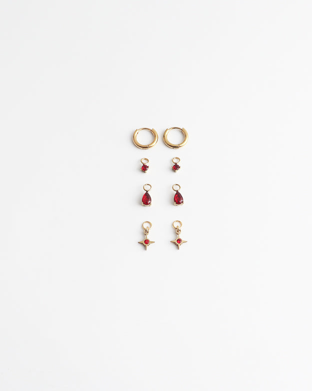 Birthstonebox - Pendientes – Set – Acero inoxidable