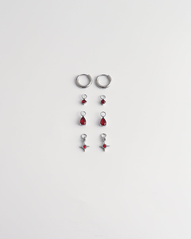 Birthstonebox - Pendientes – Set – Acero inoxidable