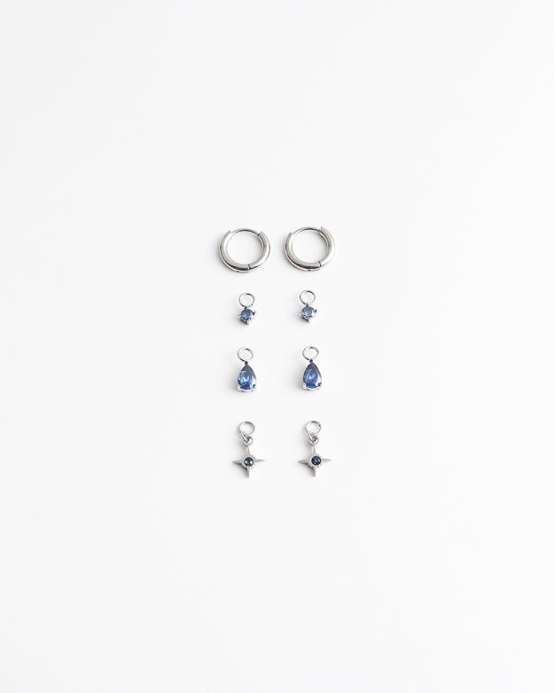 Birthstonebox - Pendientes – Set – Acero inoxidable