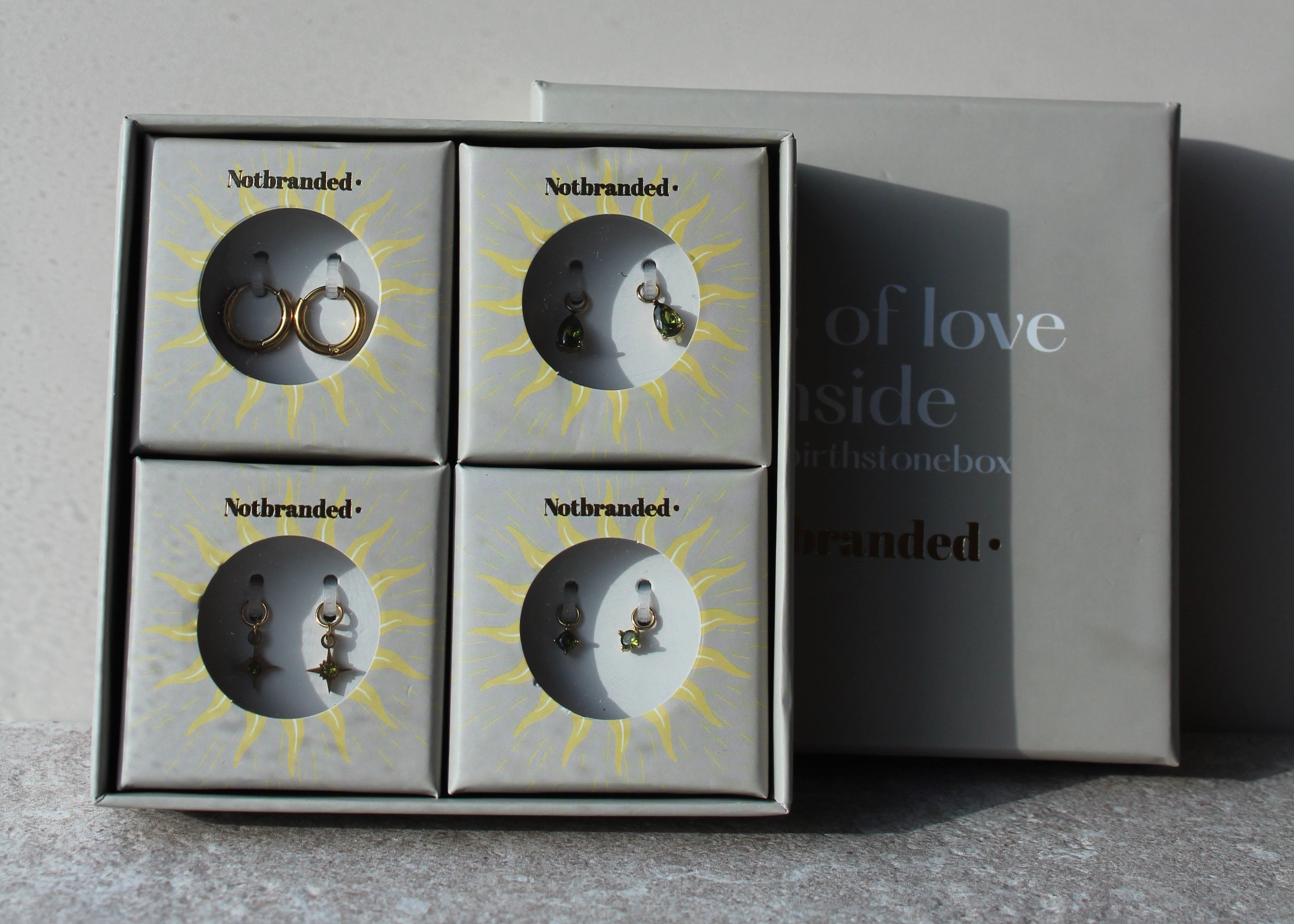 Birthstonebox - Pendientes – Set – Acero inoxidable