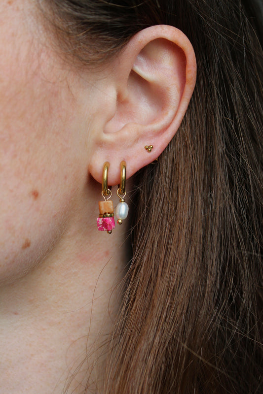 Half & half - Pendientes - Piedra natural - Acero inoxidable