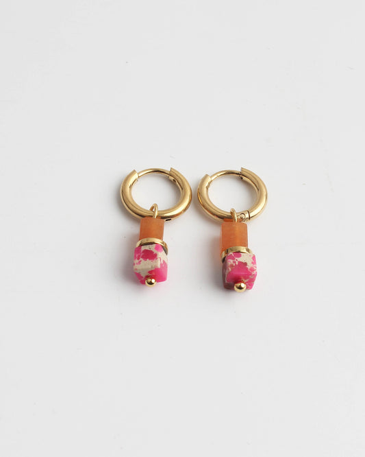 Half & half - Pendientes - Piedra natural - Acero inoxidable