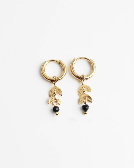 Stone Leaf - Pendientes - Piedra natural - Acero inoxidable