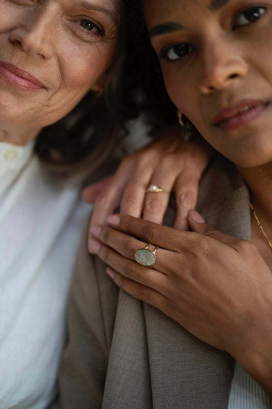 Layla - Anillo - Acero inoxidable - Ajustable - Piedra natural