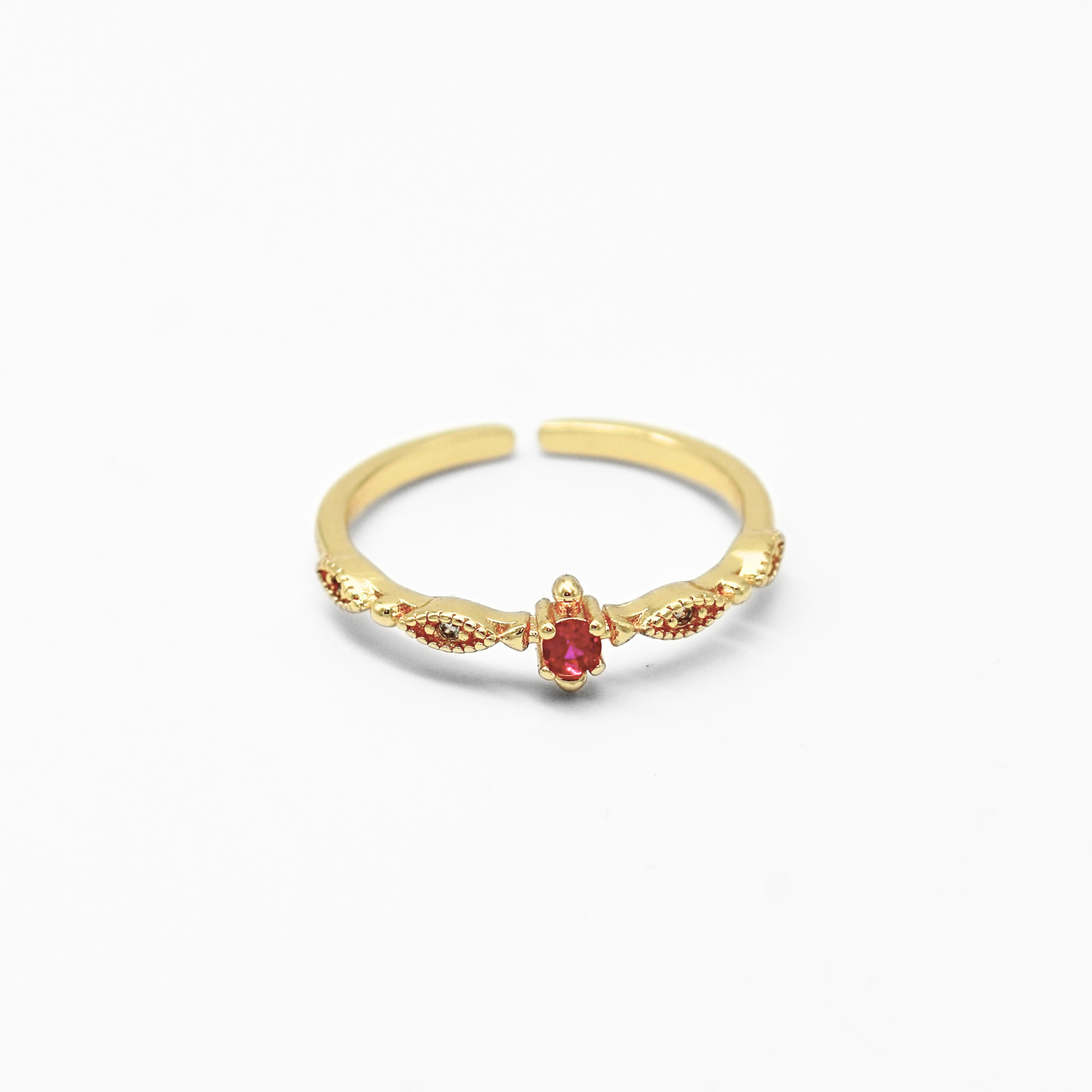 Rubí - Anillo - Chapado - Ajustable