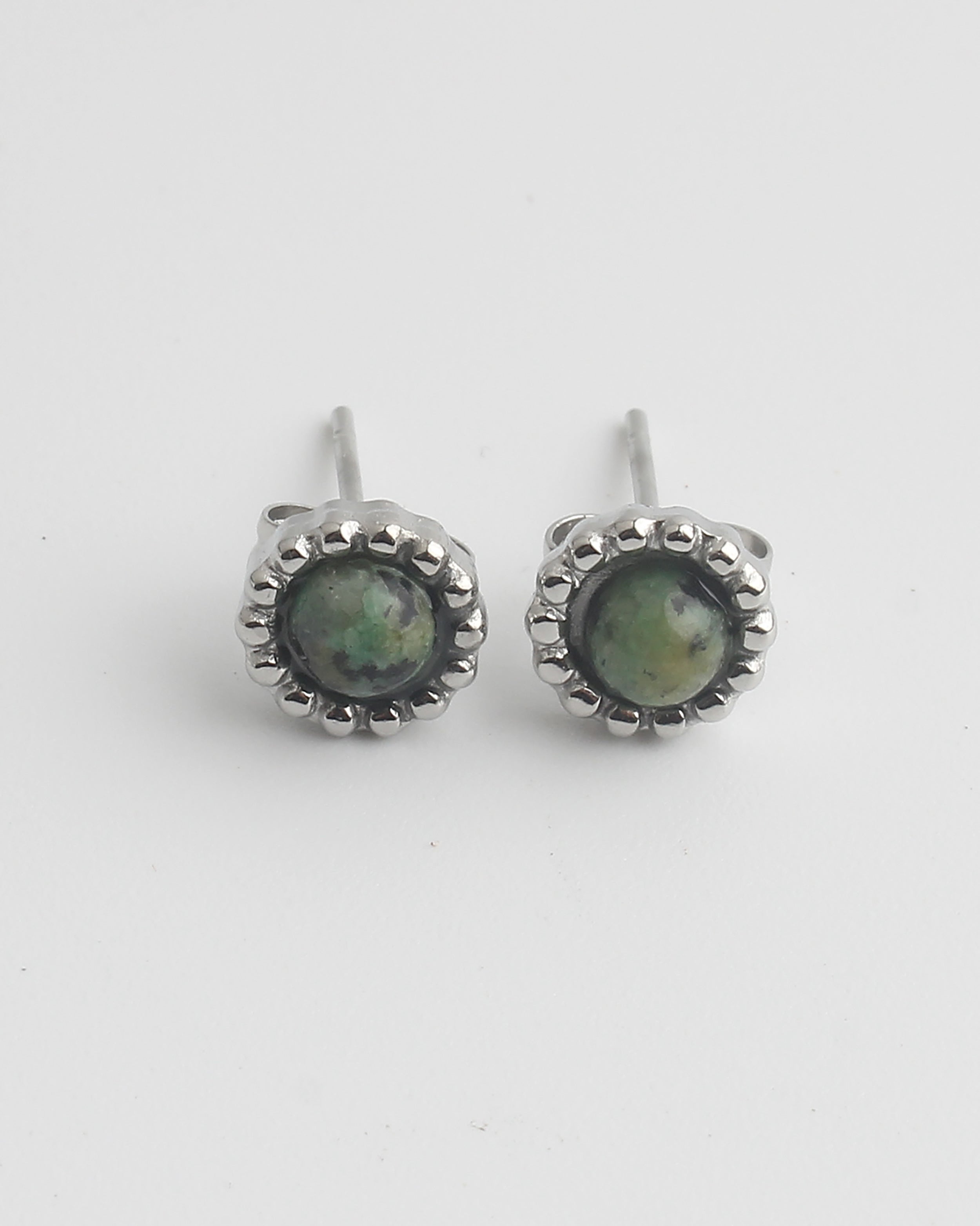Tara - Stud - Piedra natural - Pendientes - Acero inoxidable