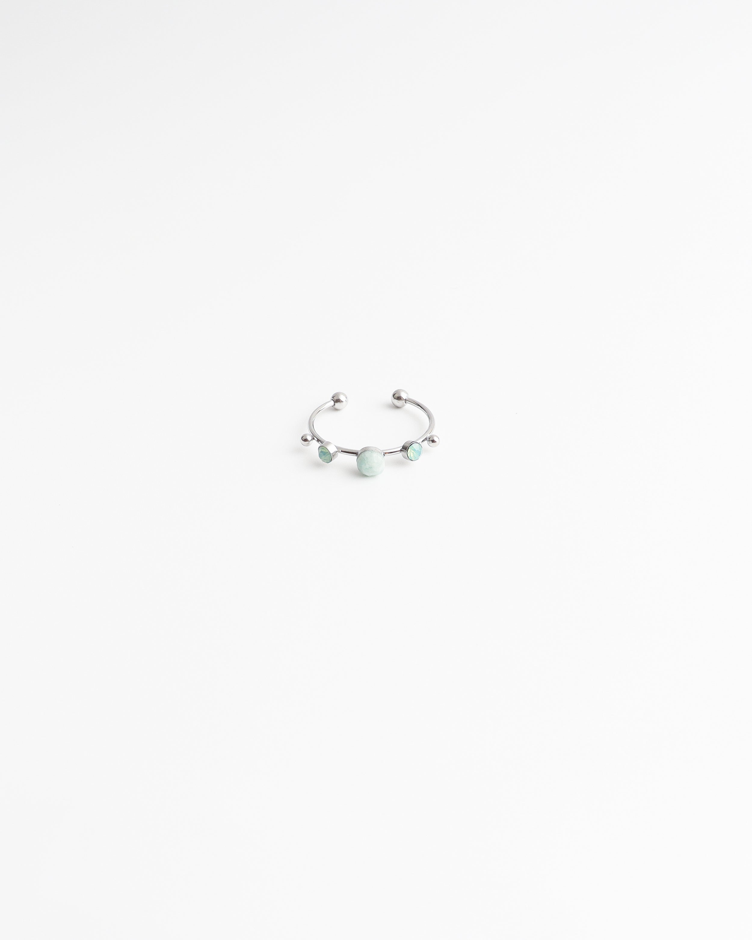 Victoria - Anillo – Acero inoxidable – Piedra natural – Ajustable