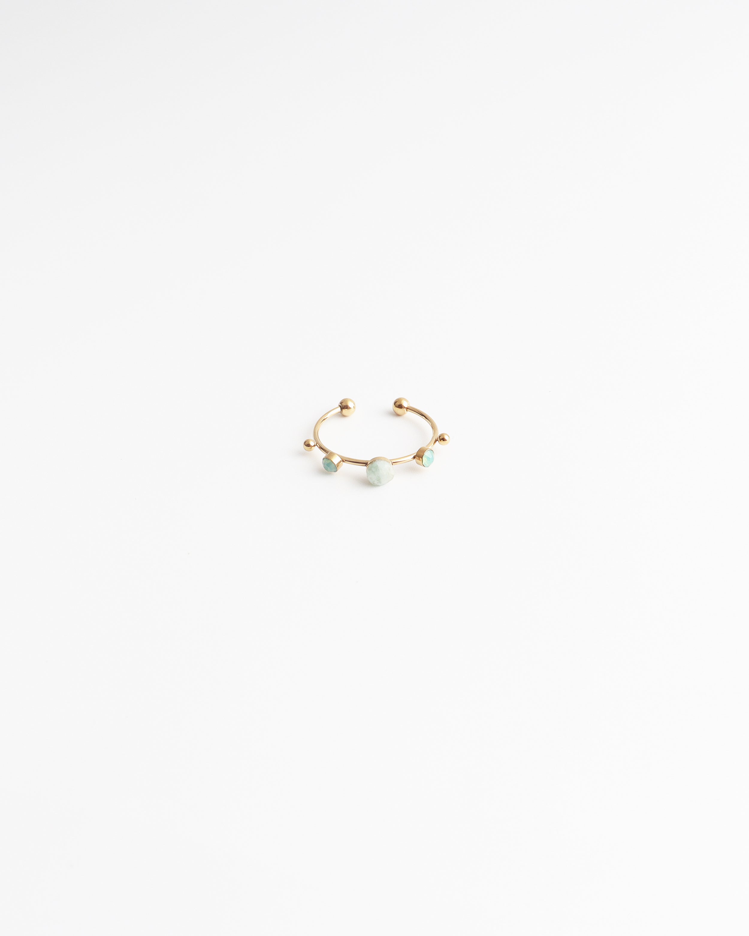 Victoria - Anillo – Acero inoxidable – Piedra natural – Ajustable