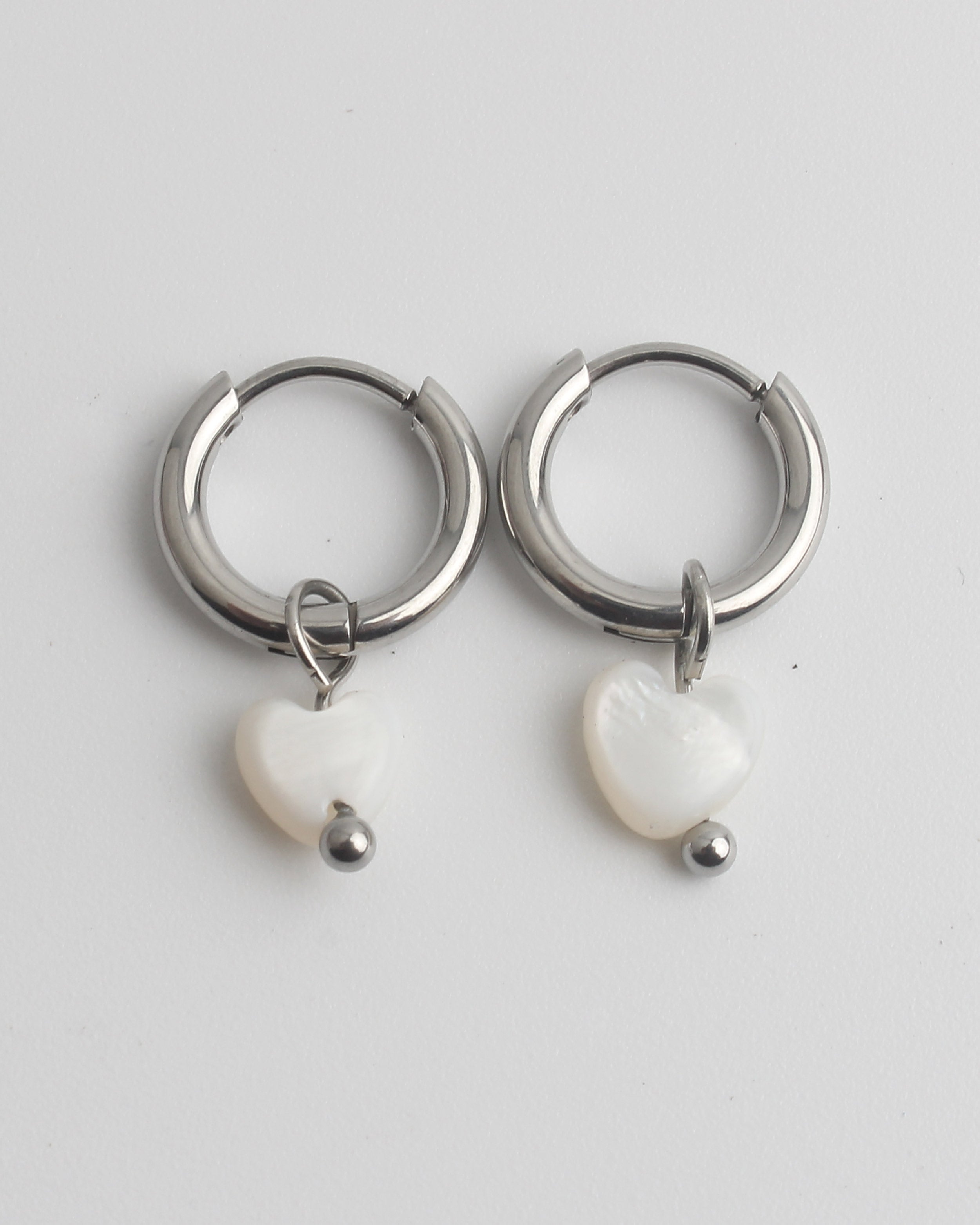 Concha en forma de corazón - Pendientes - Acero inoxidable