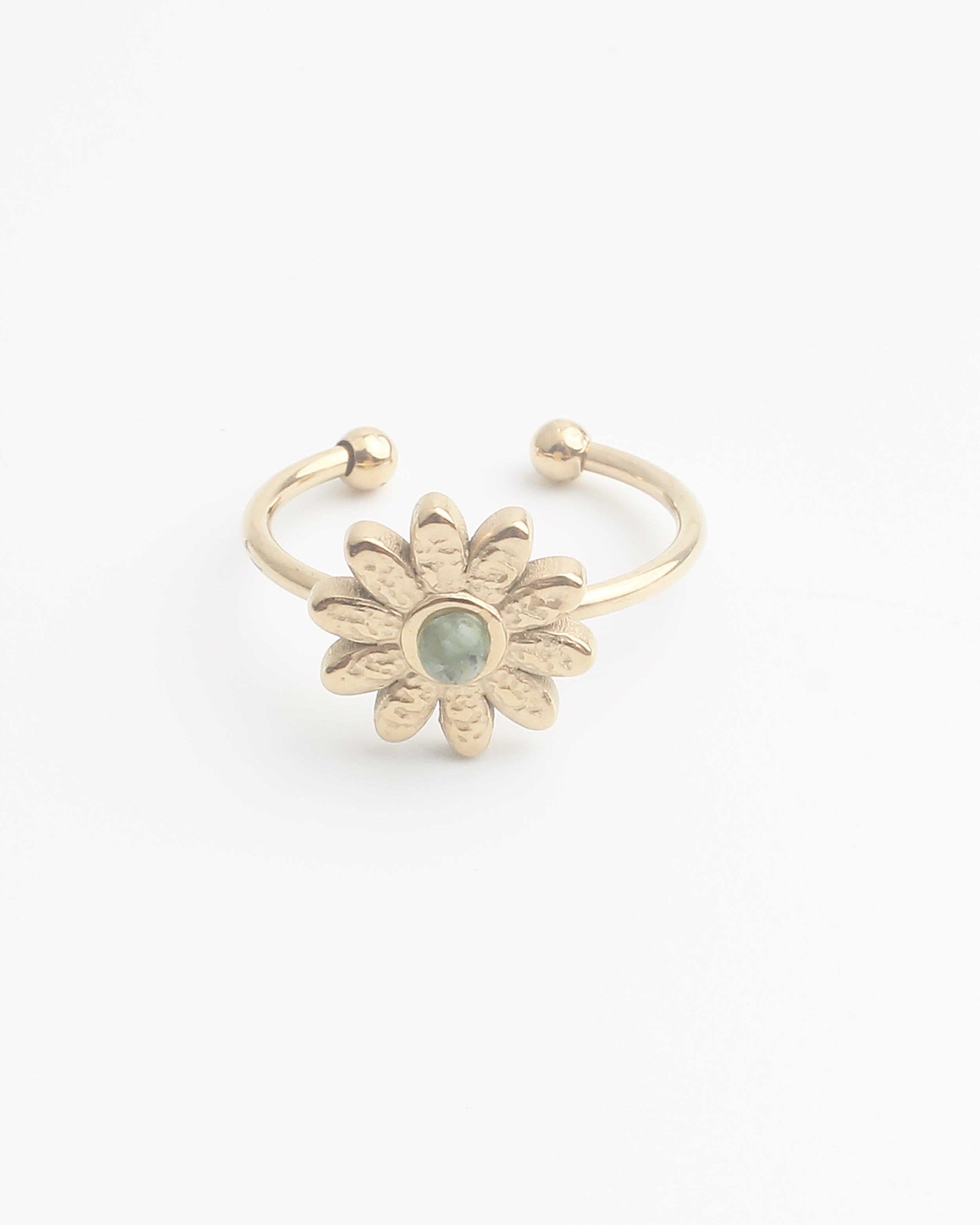 Daisy - Anillo - Piedra natural - Acero inoxidable - Ajustable