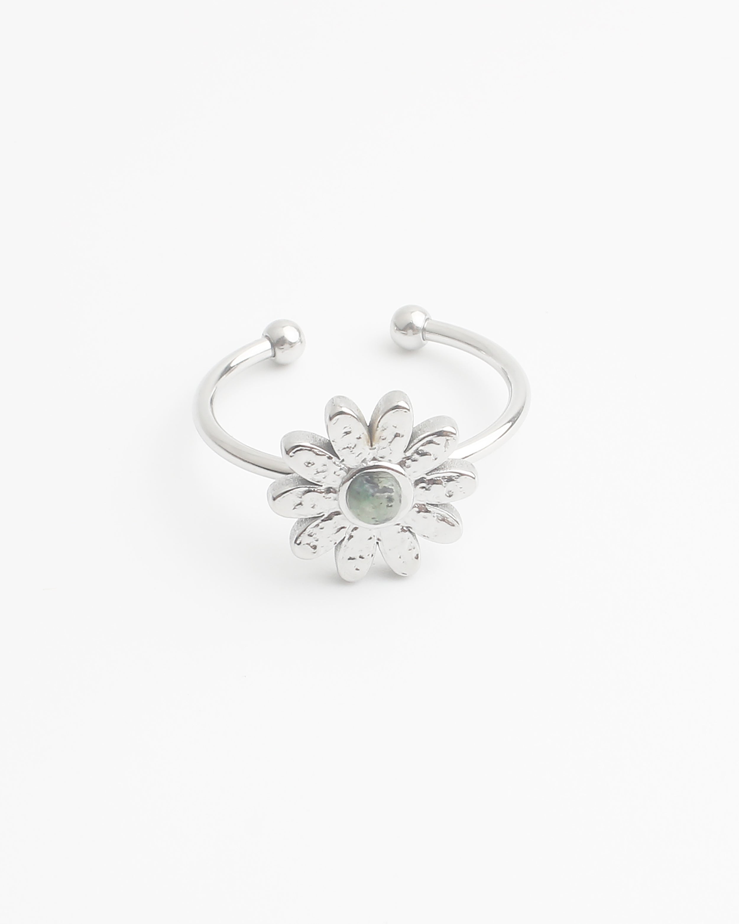 Daisy - Anillo - Piedra natural - Acero inoxidable - Ajustable