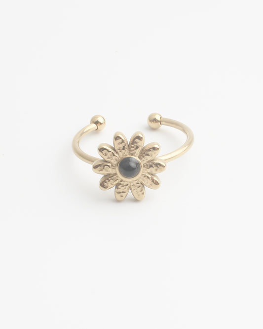 Daisy - Anillo - Piedra natural - Acero inoxidable - Ajustable
