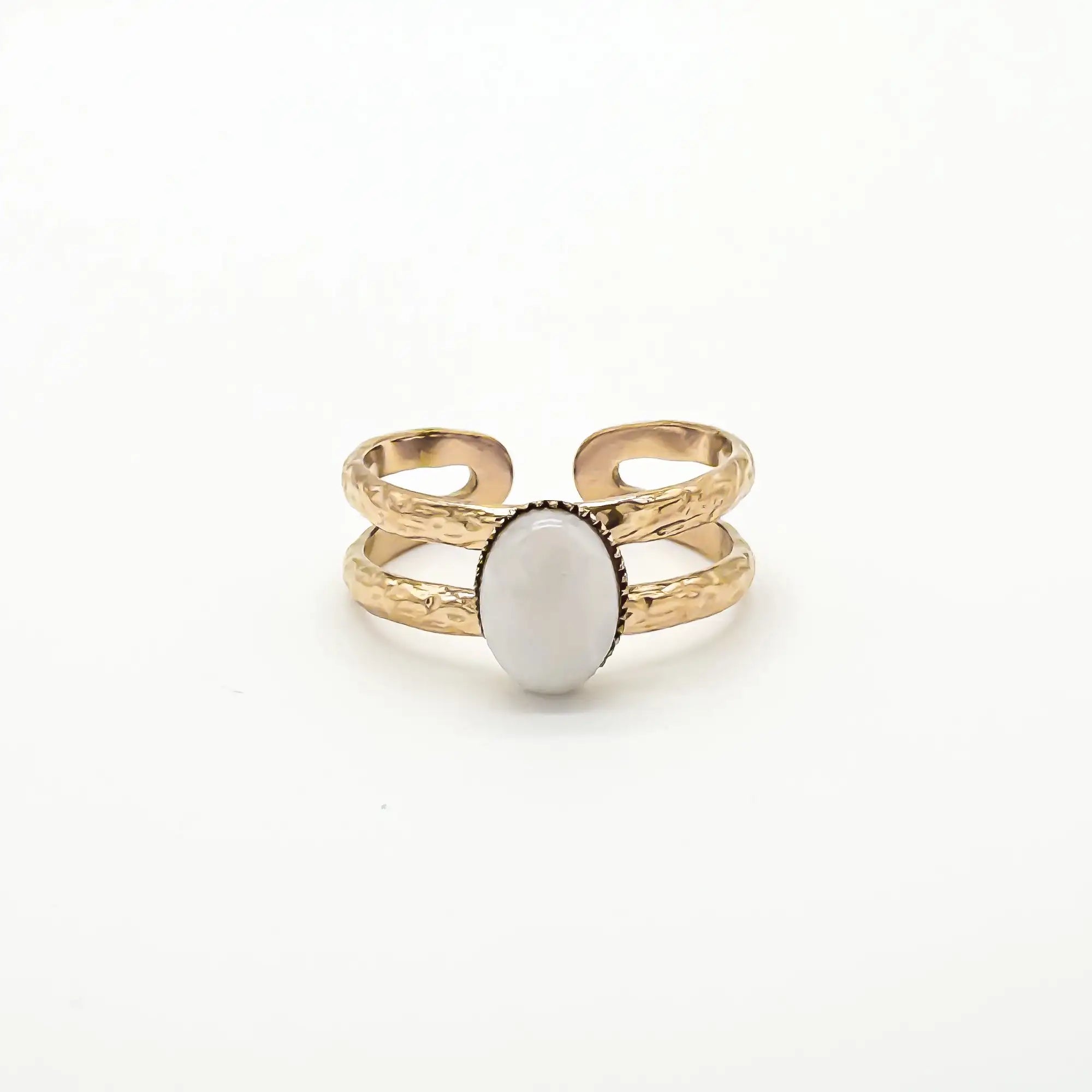 Suzi - Anillo - Piedra natural - Acero inoxidable - Ajustable