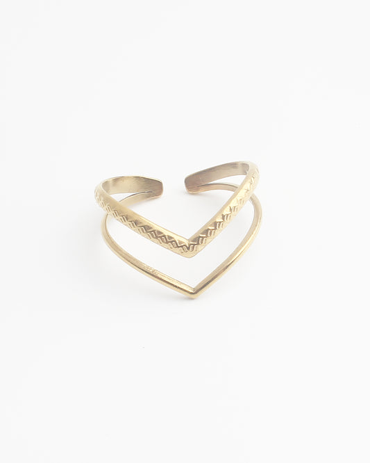 Doble onda - Anillo - Acero inoxidable - Ajustable