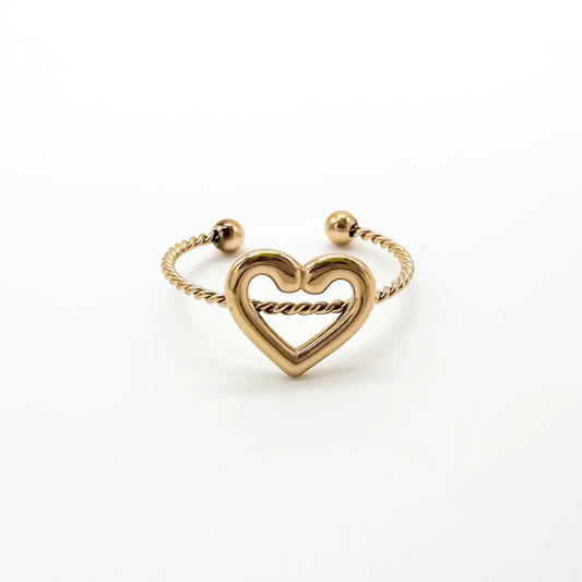 Open Heart - Ring - Stainless Steel - Adjustable
