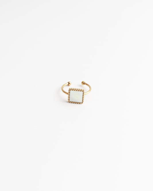 Concha cuadrada - Anillo - Acero inoxidable - Ajustable