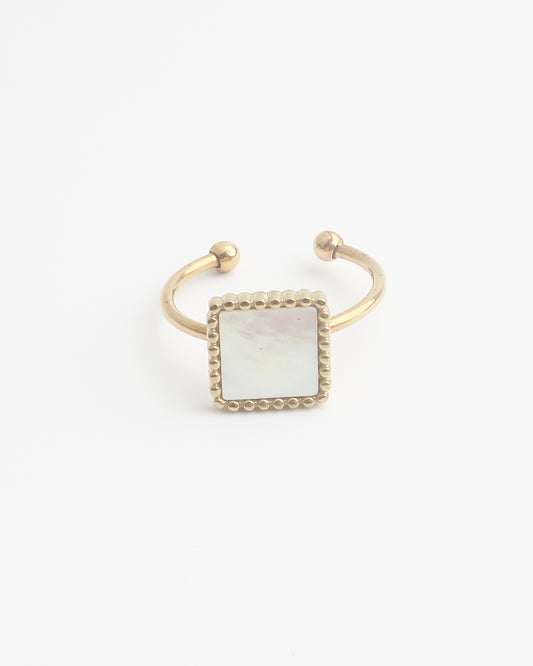 Concha cuadrada - Anillo - Acero inoxidable - Ajustable