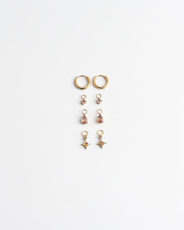 Birthstonebox  - Pendientes – Set – Acero inoxidable