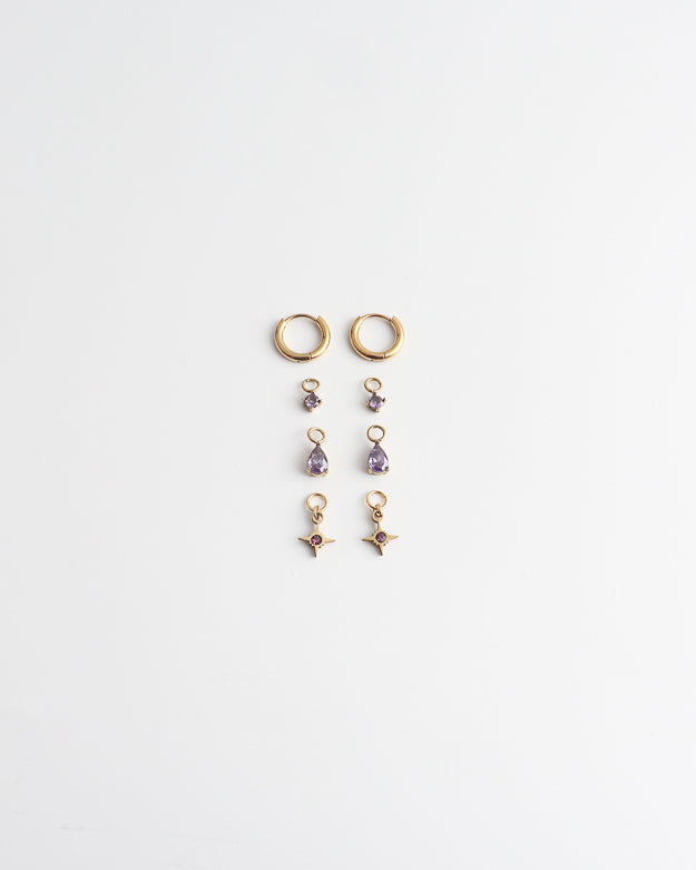Birthstonebox  - Pendientes – Set – Acero inoxidable