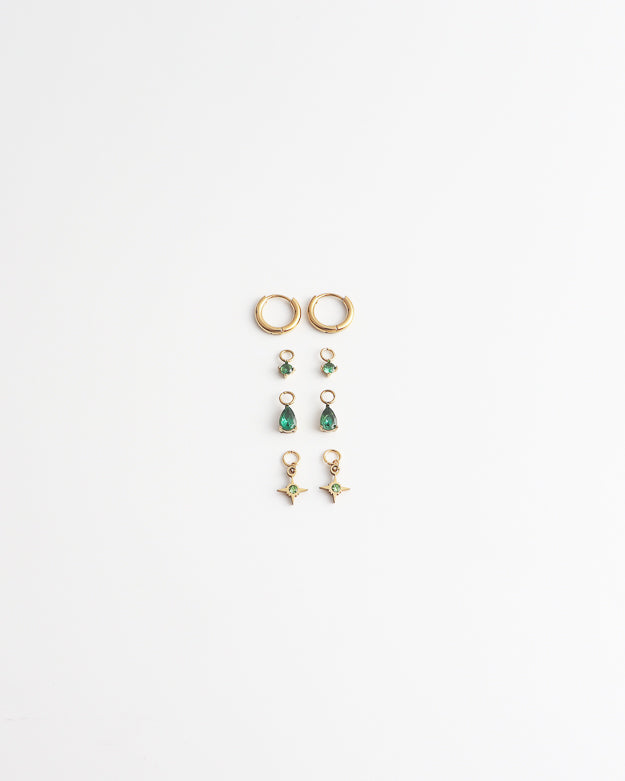 Birthstonebox  - Pendientes – Set – Acero inoxidable