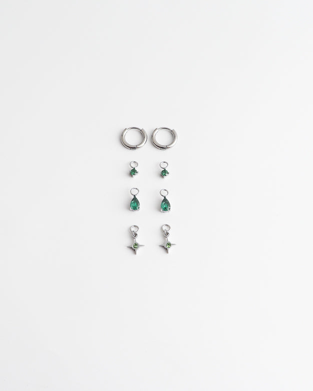 Birthstonebox  - Pendientes – Set – Acero inoxidable