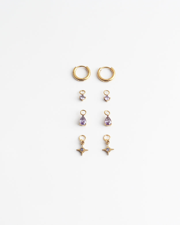 Birthstonebox  - Pendientes – Set – Acero inoxidable