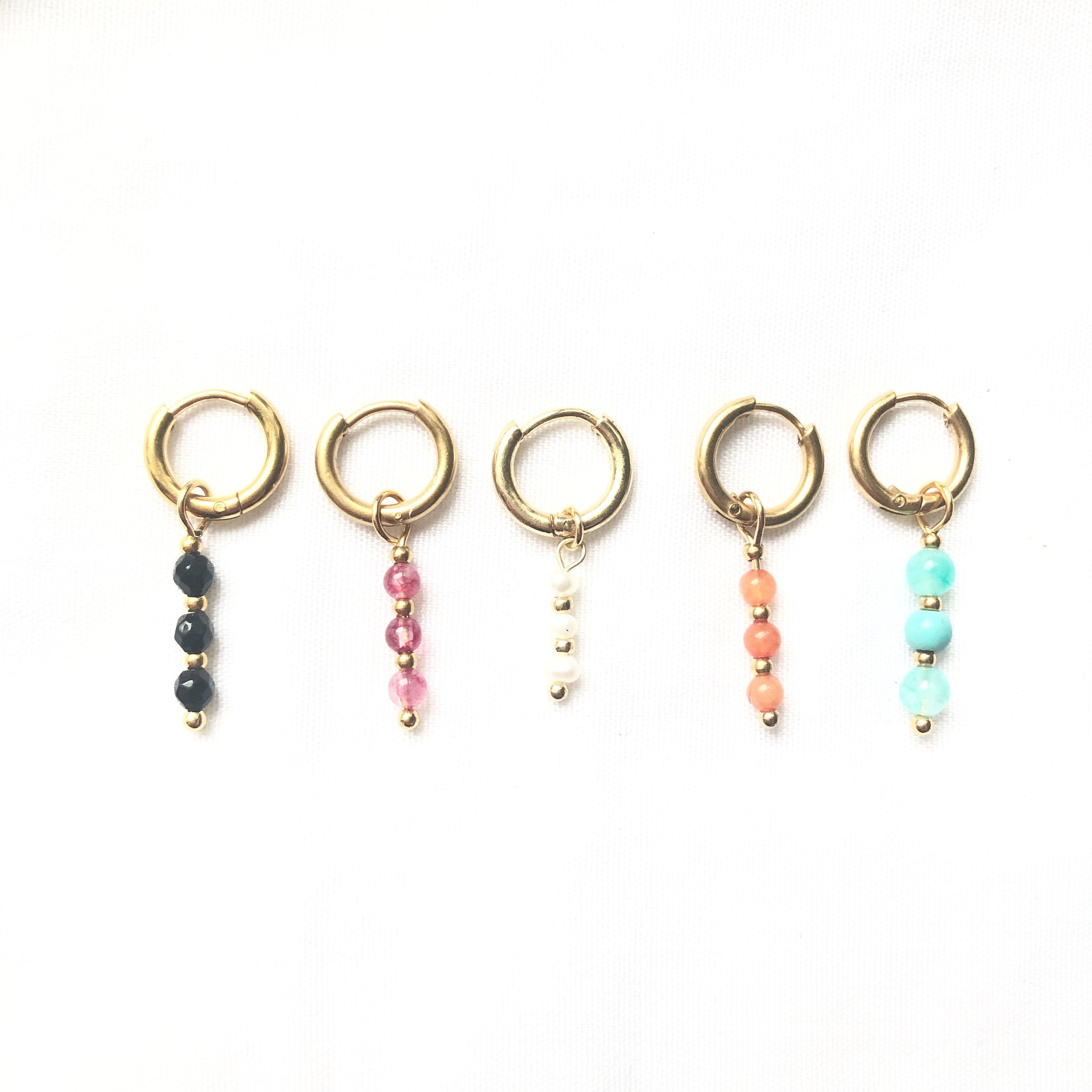 Mon Cheri - Earrings - Natural Stone - Stainless Steel