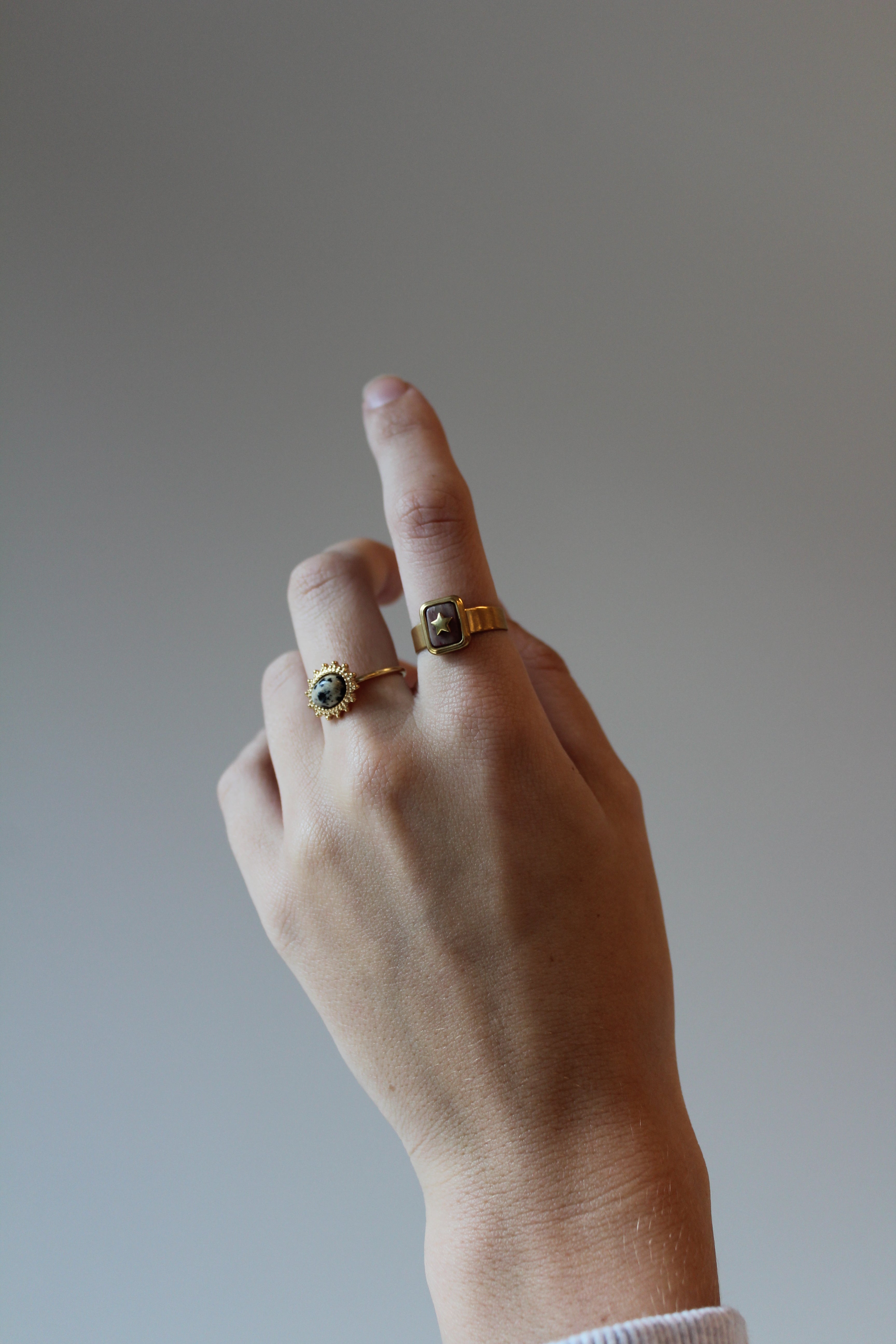 Yasmin - Ring - Natural Stone - Stainless Steel - Adjustable