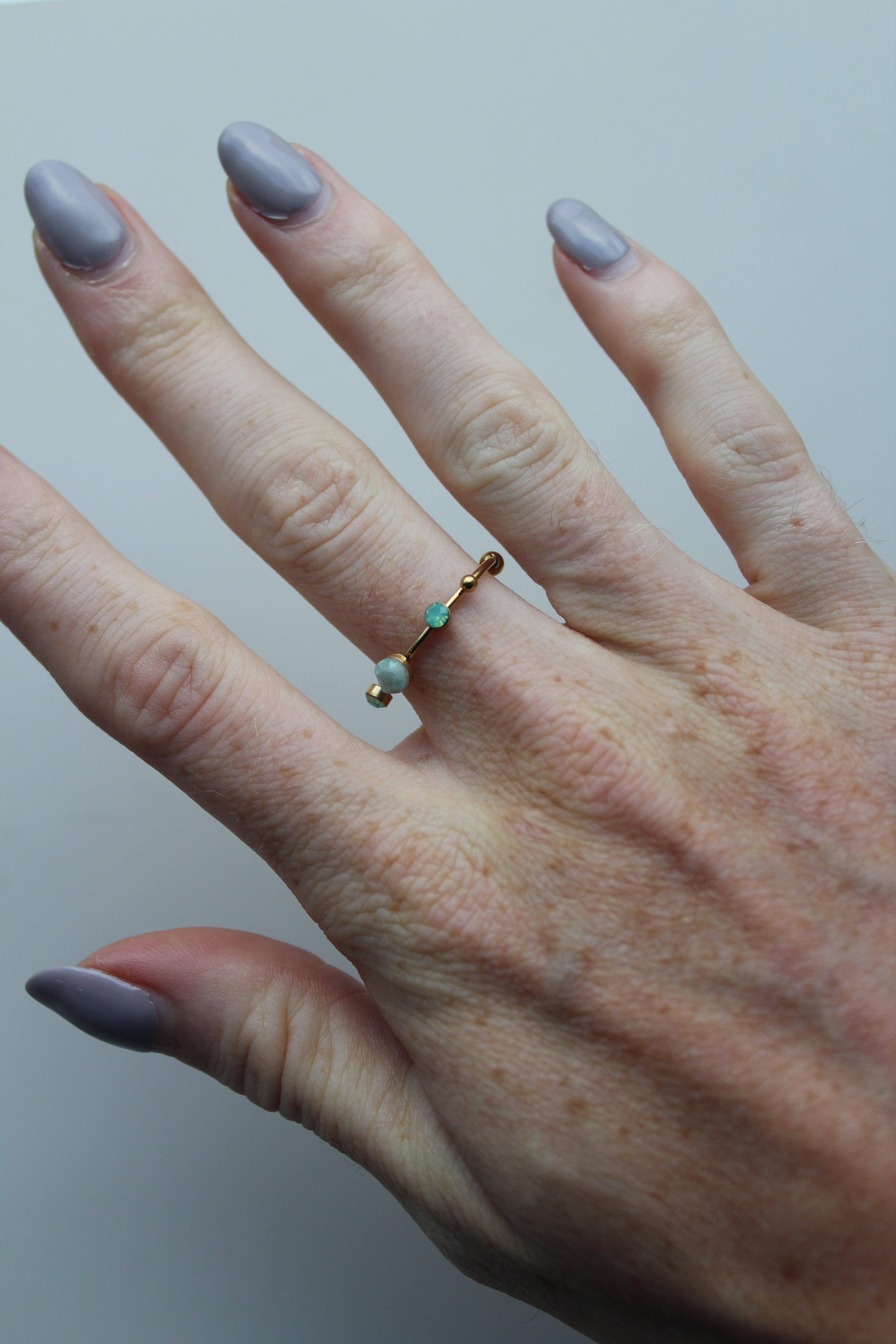 Victoria - Ring – Stainless Steel – Natural Stone – Adjustable