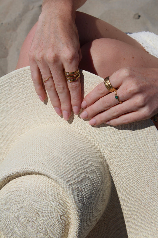 Nadine - Ring - Stainless Steel - Adjustable - Natural Stone