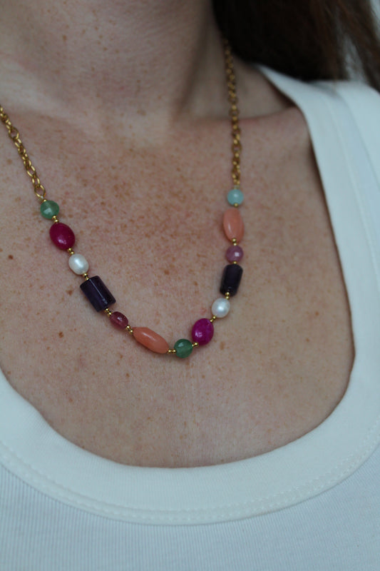Elodie - Collar - Piedra natural - Acero inoxidable