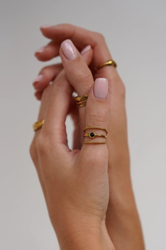Aarya - Ring - Natural Stone - Stainless Steel - Adjustable