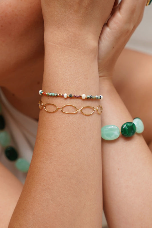 Tira - Pulsera - Piedra natural - Acero inoxidable