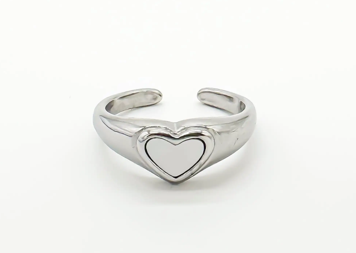 Corazón de perlas - Anillo - Acero inoxidable - Ajustable