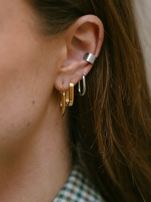 Cuadrado grueso - Pendientes - Acero inoxidable
