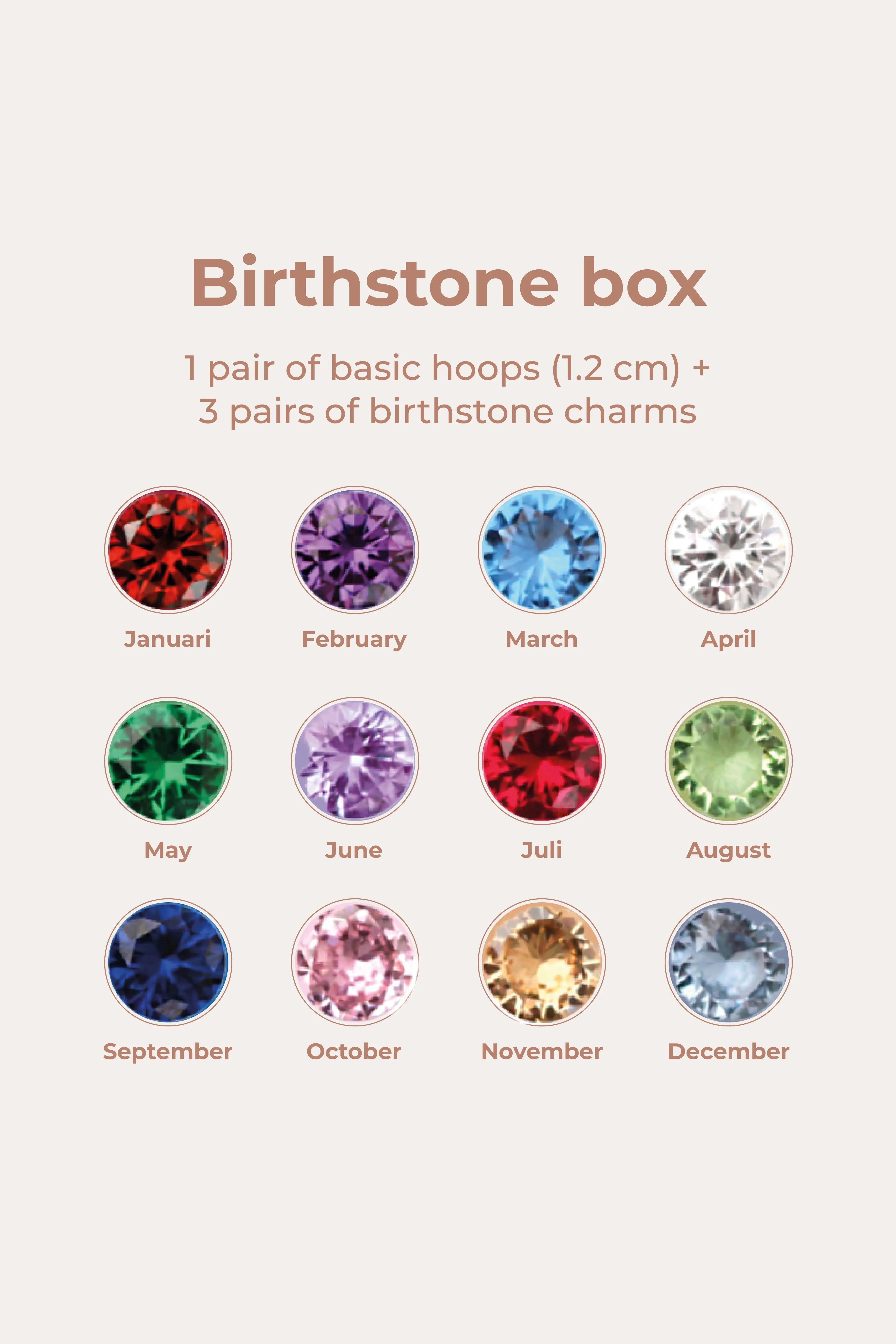 Birthstonebox  - Pendientes – Set – Acero inoxidable