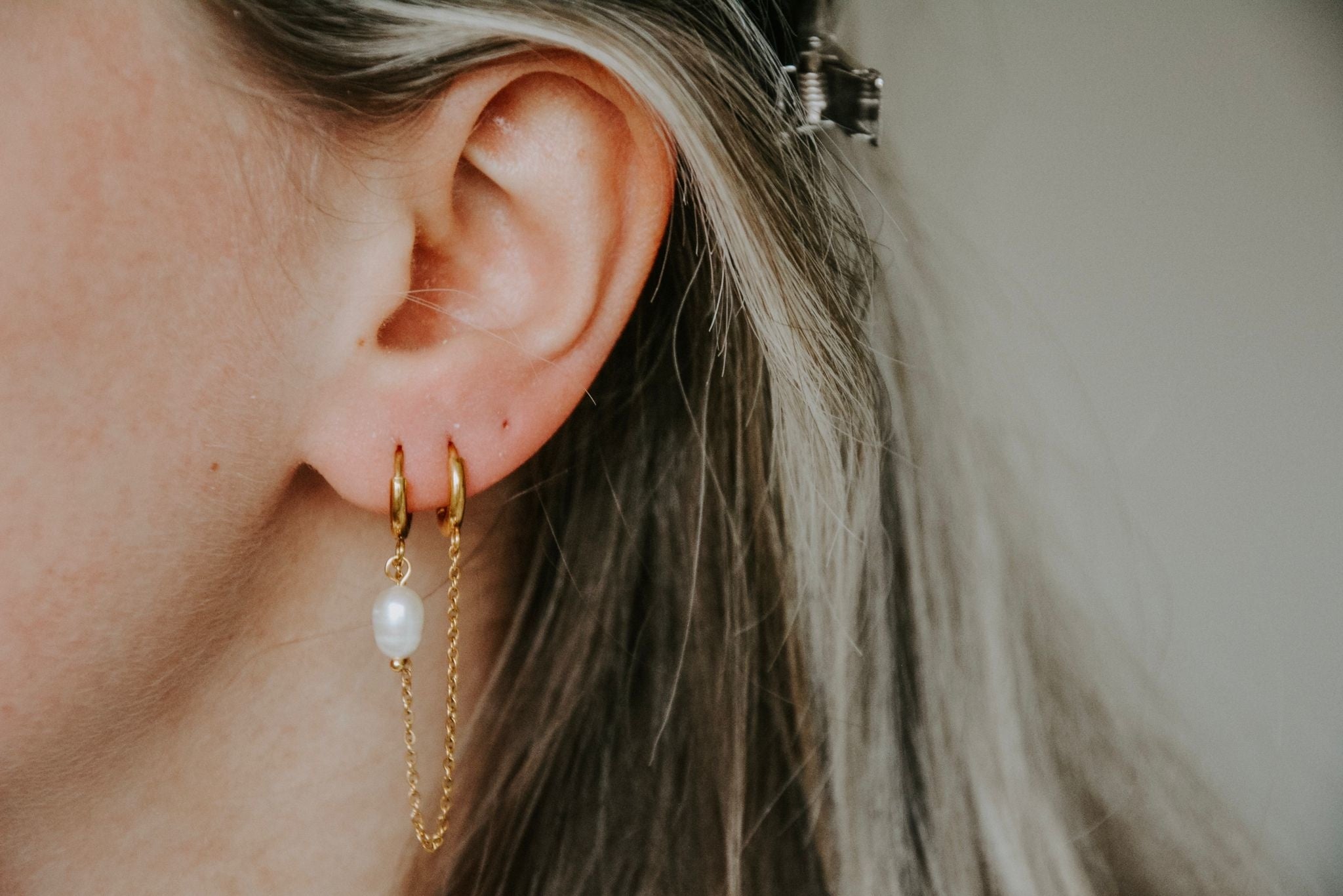 Natural stone - Double earring - Stainless Steel