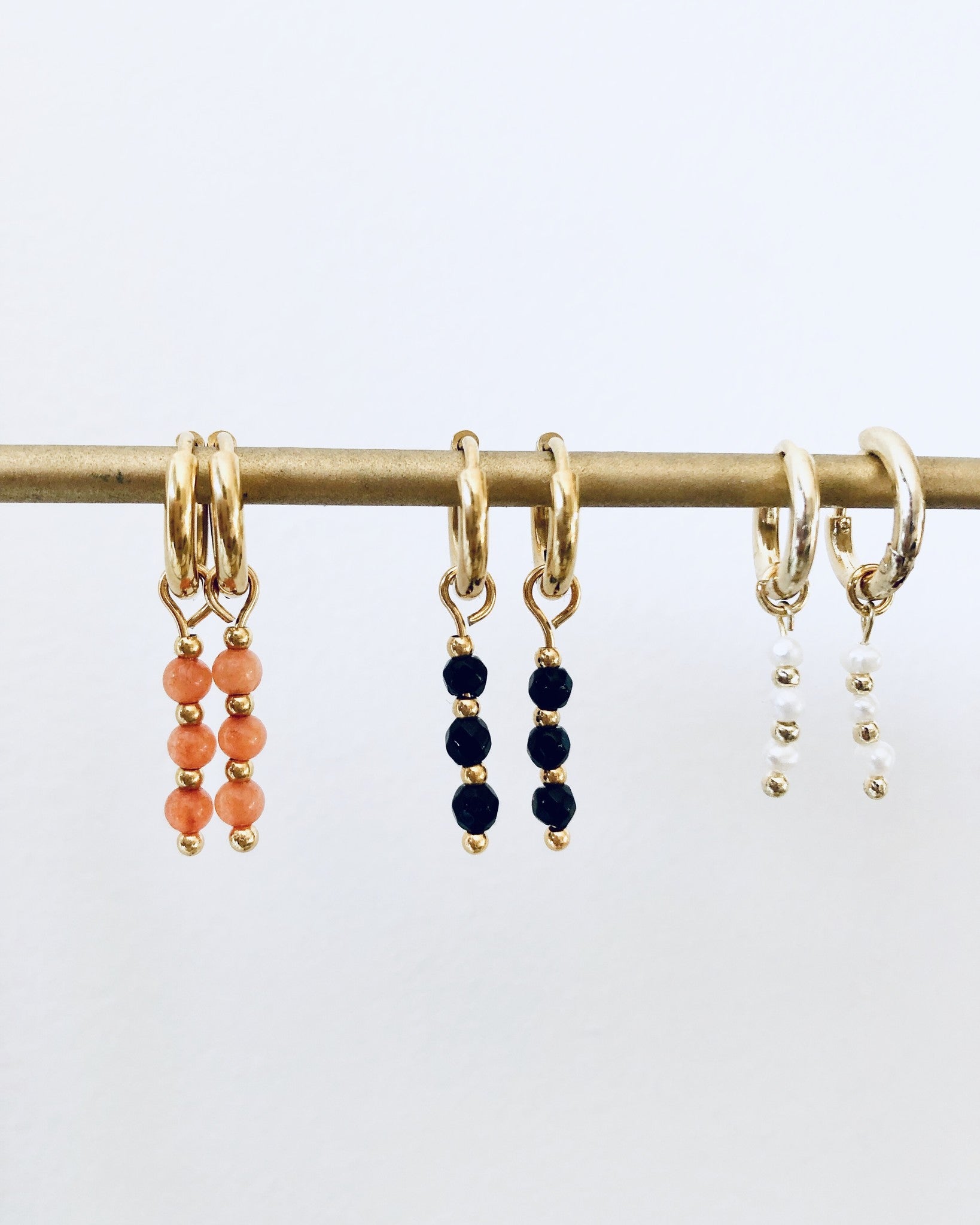 Mon Cheri - Earrings - Natural Stone - Stainless Steel